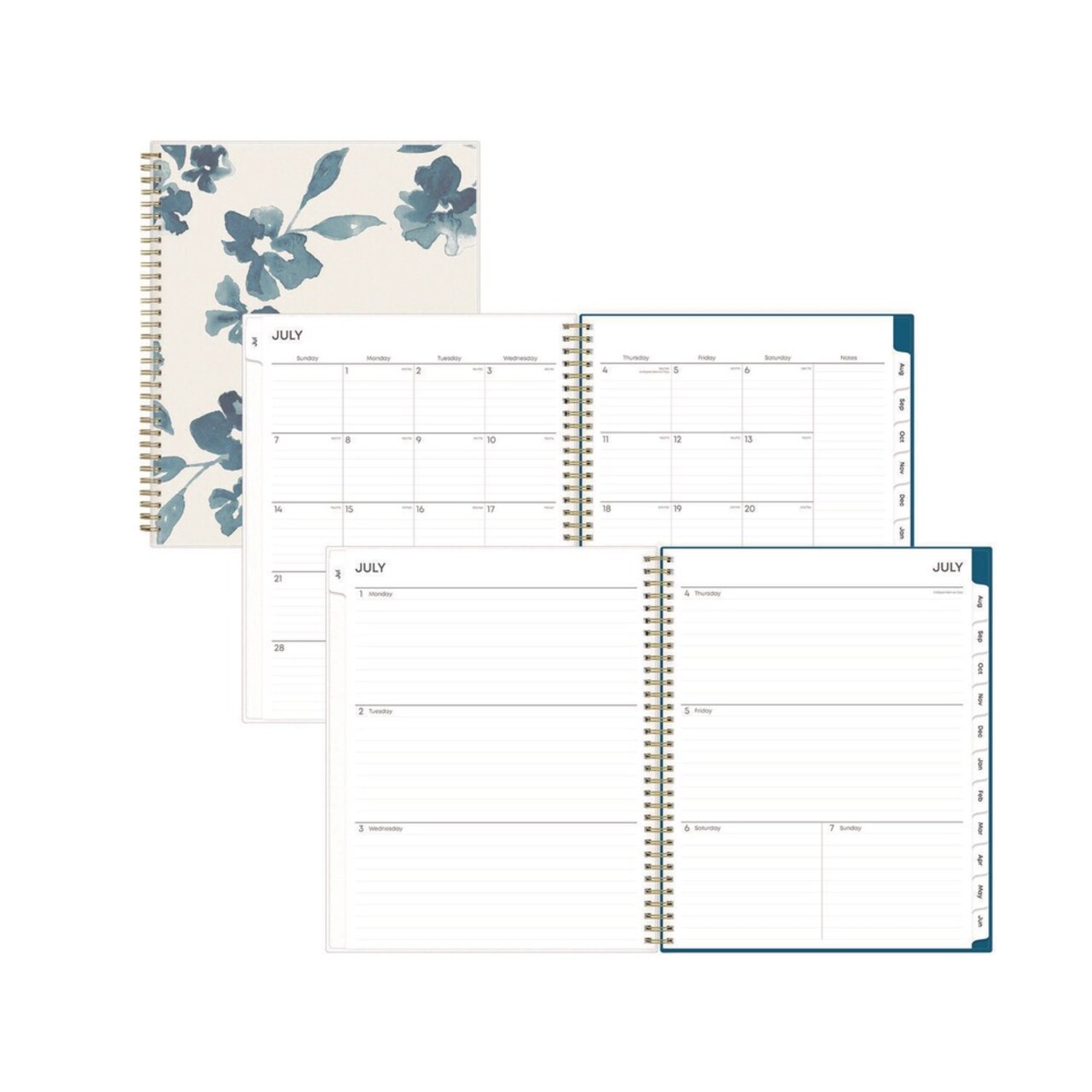 Blue Sky 11 in. x 8.5 in. 12-Month (Jul 2025-Jun 2026) Bakah Blue Academic Year Weekly/Monthly Planner - Blue/White Cover